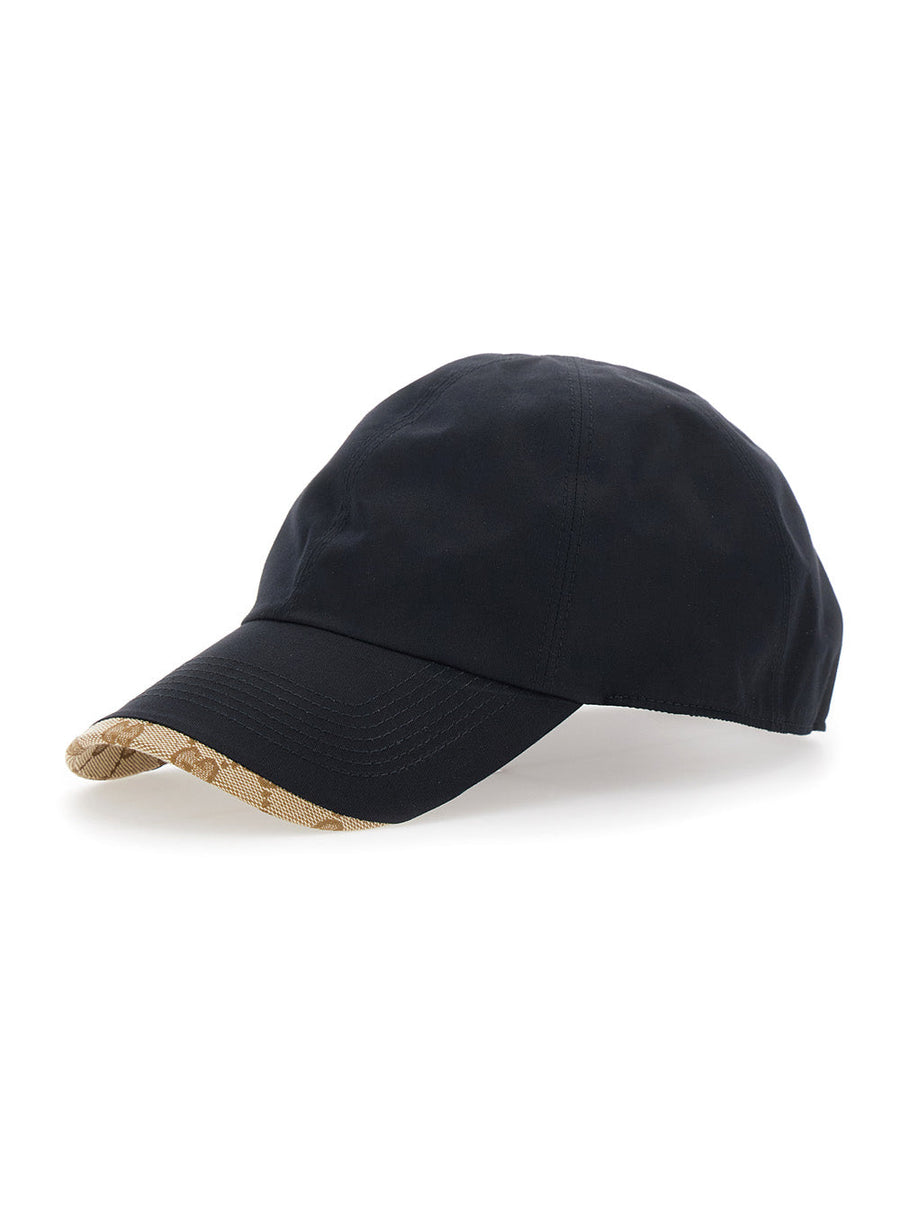 Gucci 875670 Gg Motif Cotton Baseball Cap — Black Caps