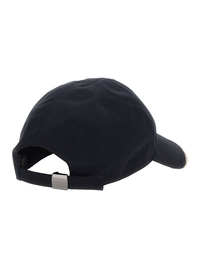 Gucci 875670 Gg Motif Cotton Baseball Cap — Black Caps