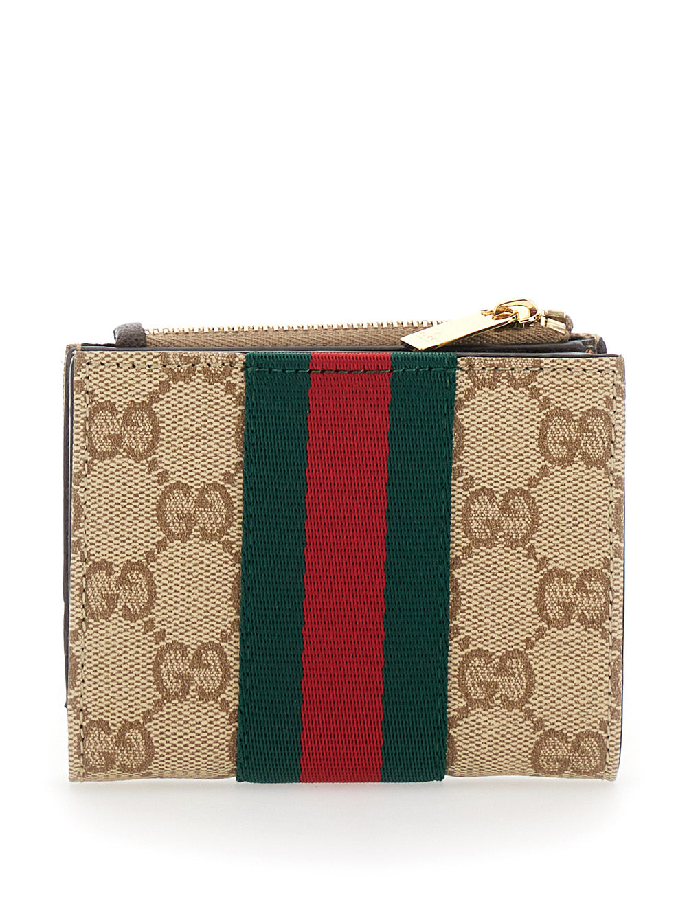 Gucci Gg Canvas Web-Striped Wallet — Beige