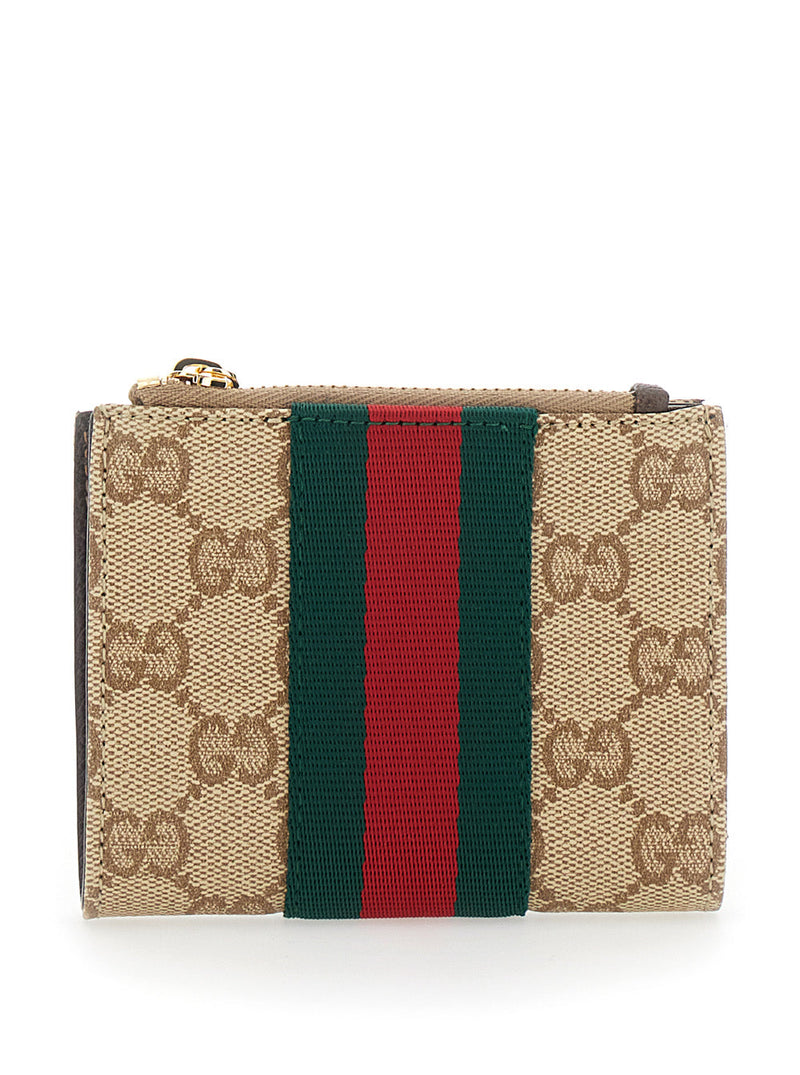 Gucci Gg Canvas Web-Striped Wallet — Beige