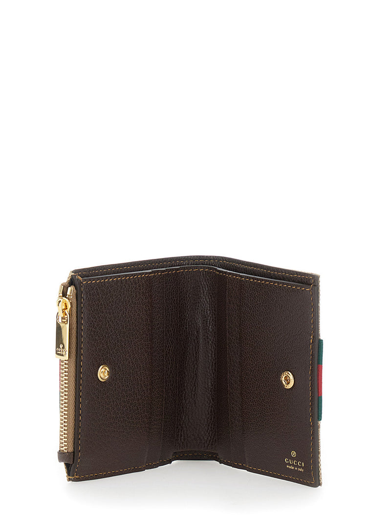 Gucci Gg Canvas Web-Striped Wallet — Beige