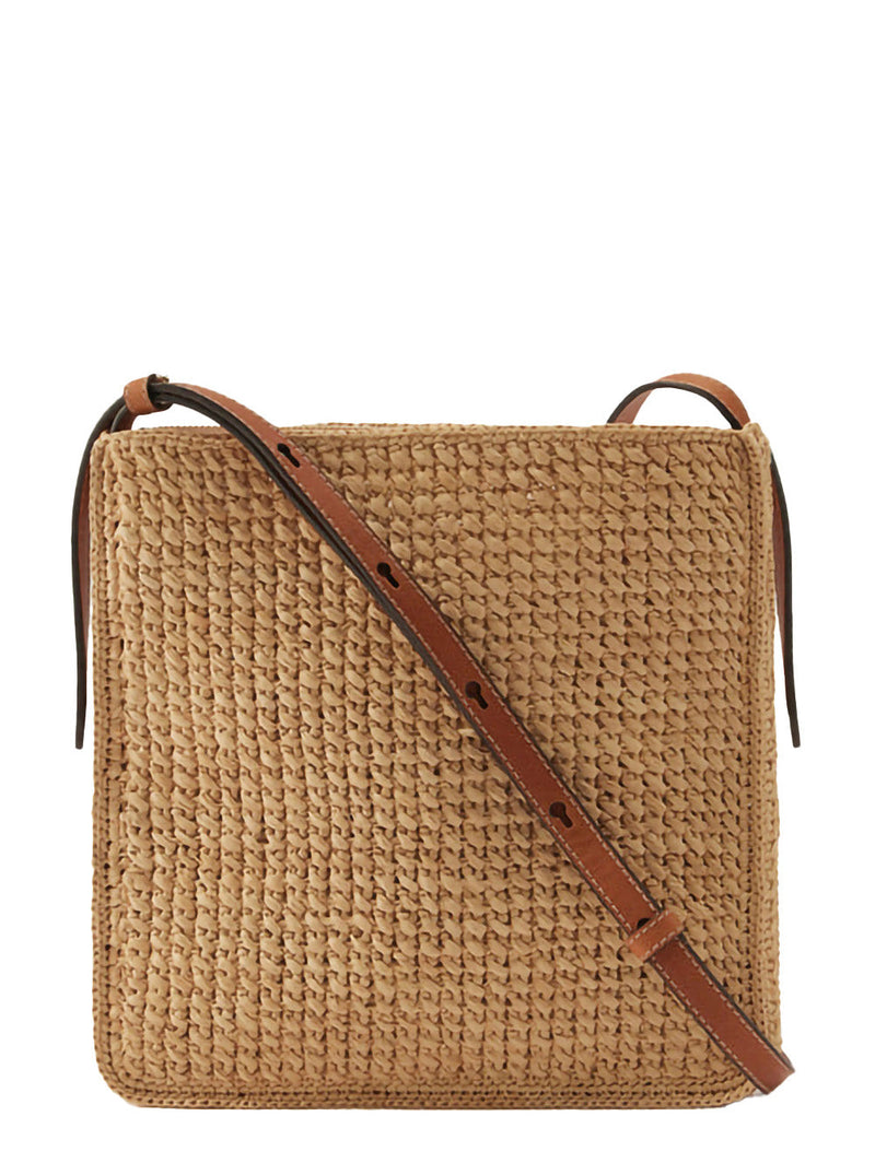 Helen Kaminski Woven Raffia Shoulder Bag — Beige