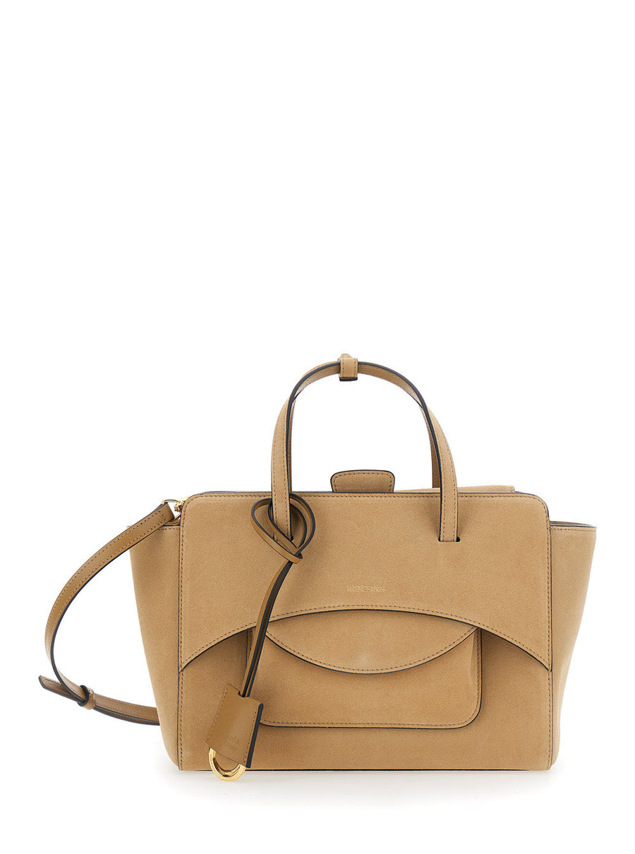 Hidesins Suede Top Handle Bag — Beige