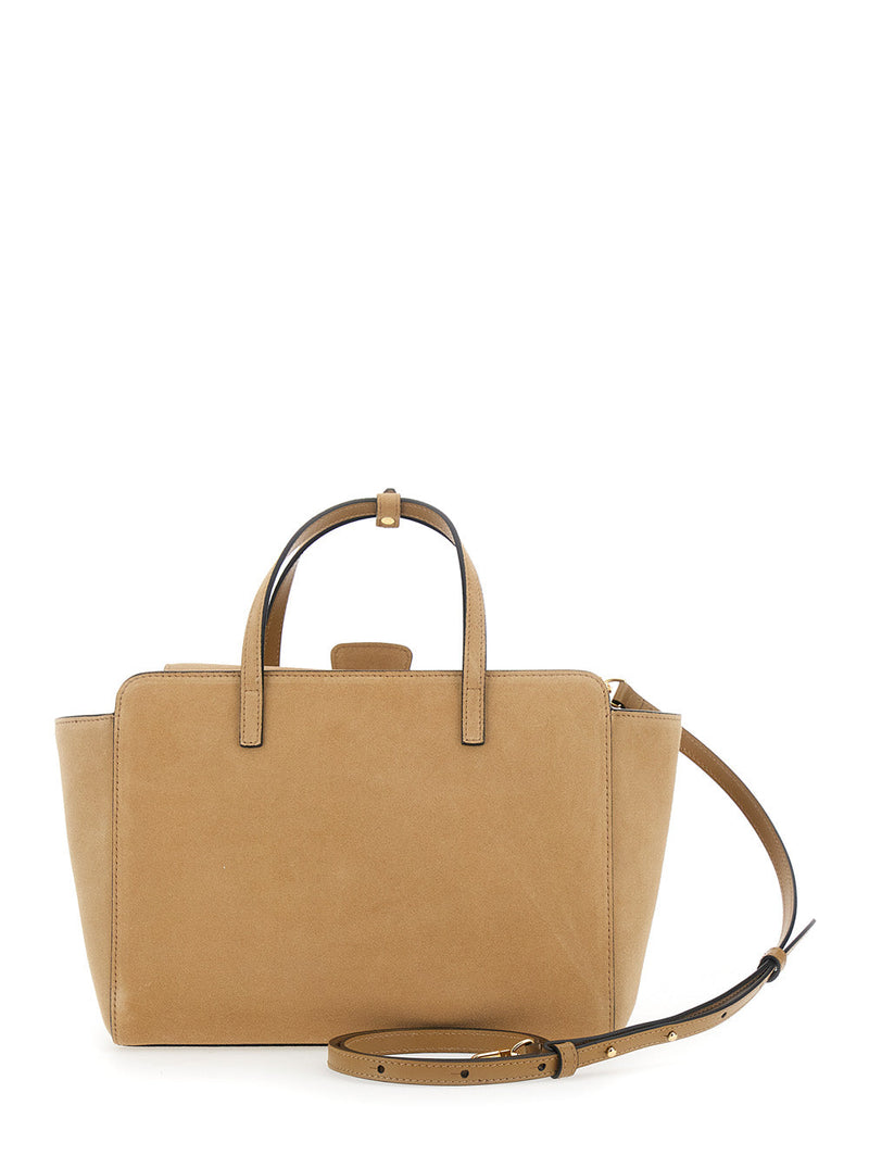 Hidesins Suede Top Handle Bag — Beige