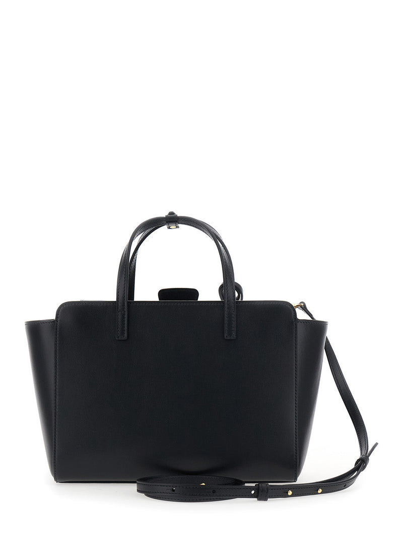 Hidesins Leather Flap Top Handle Bag — Black