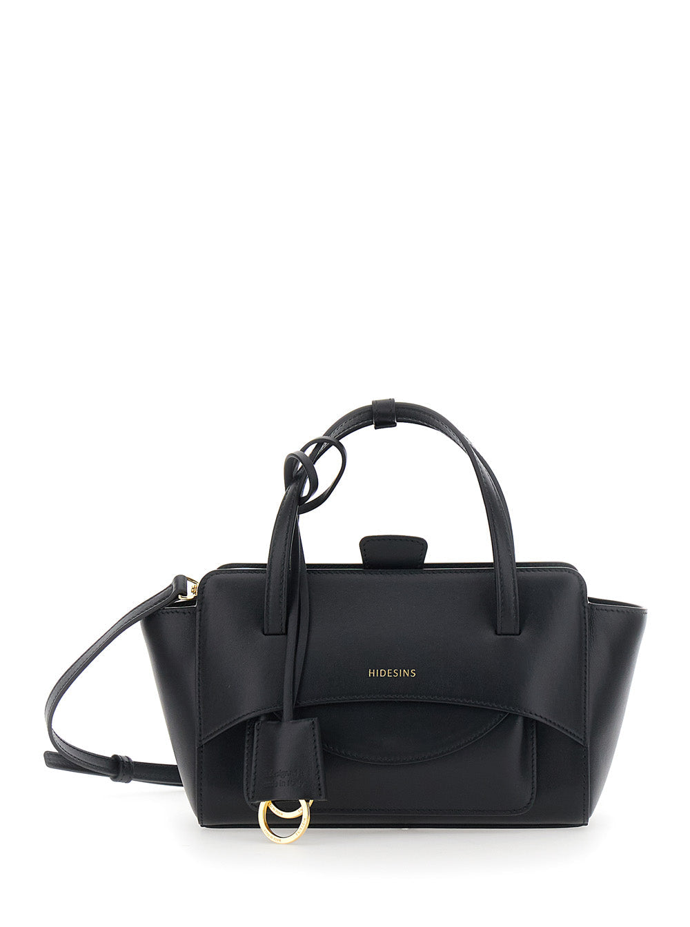 Hidesins Structured Leather Top Handle Bag — Black