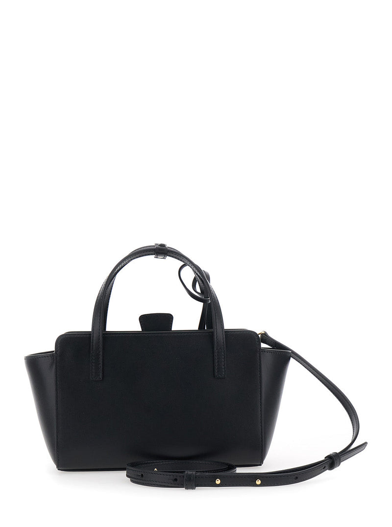Hidesins Structured Leather Top Handle Bag — Black
