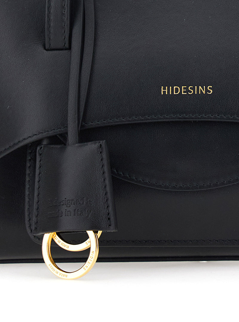 Hidesins Structured Leather Top Handle Bag — Black