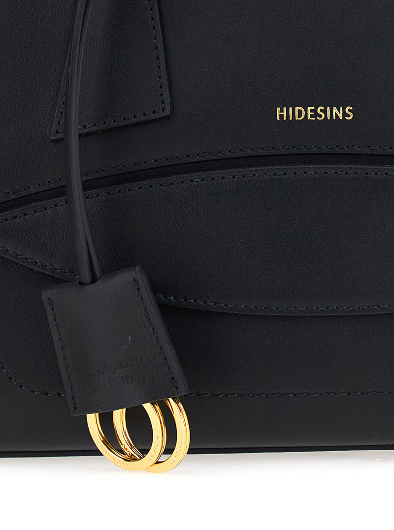 Hidesins Structured Leather Shoulder Bag — Black
