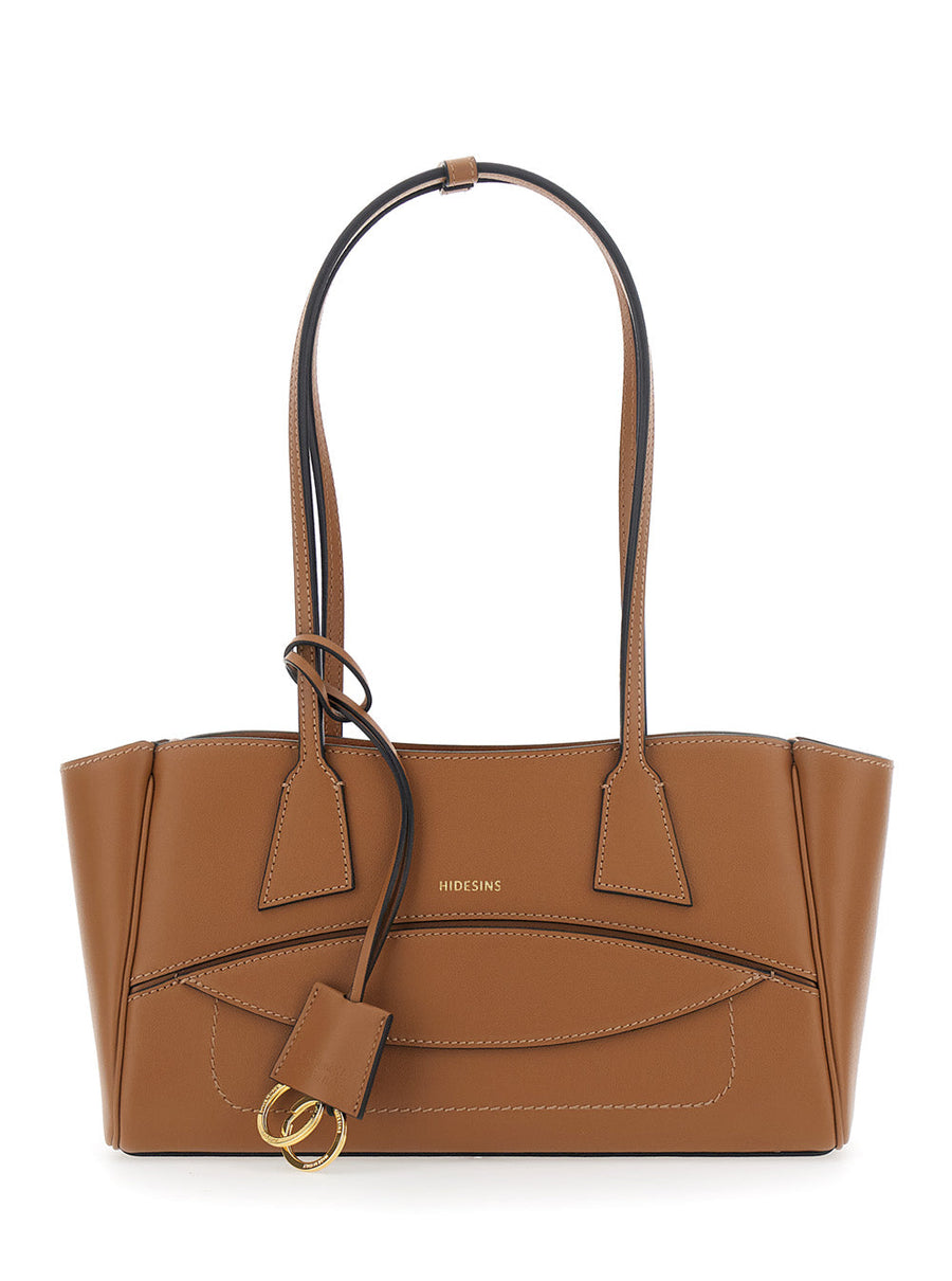 Hidesins Logo-Detailed Leather Shoulder Bag — Brown