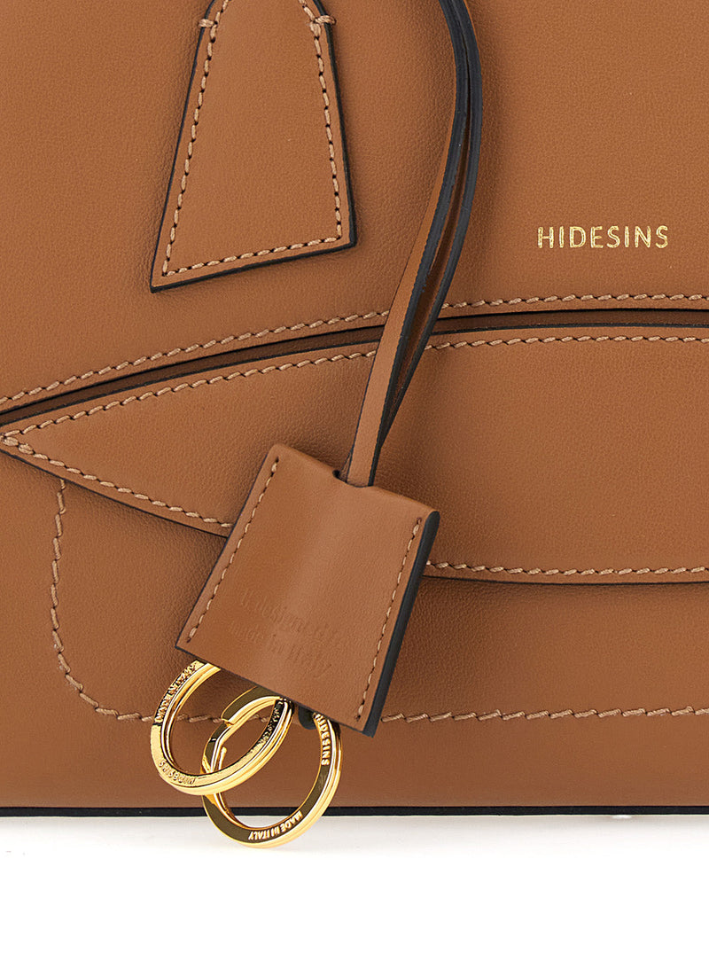 Hidesins Logo-Detailed Leather Shoulder Bag — Brown
