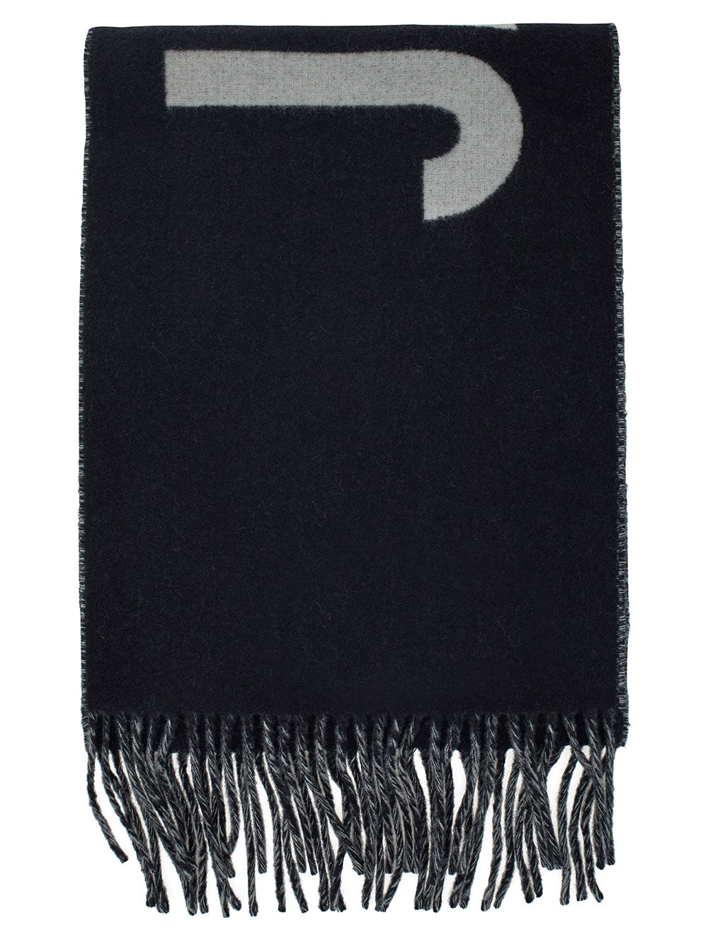 Jacquemus Logo-Embroidered Wool Scarf — Black Scarfs