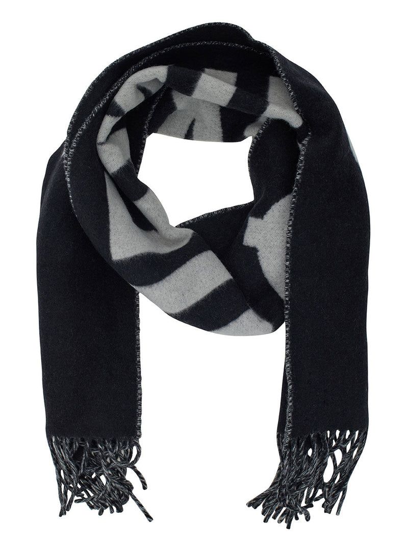 Jacquemus Logo-Embroidered Wool Scarf — Black Scarfs