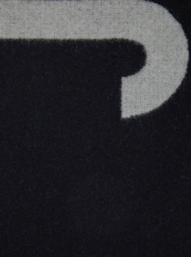 Jacquemus Logo-Embroidered Wool Scarf — Black Scarfs
