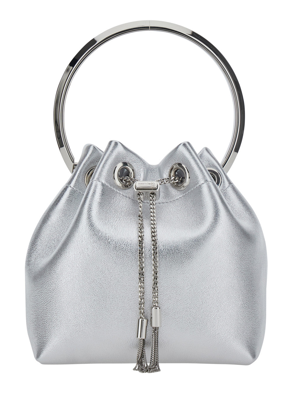 Jimmy Choo Bon Top Handle Bag — Silver Lamb
