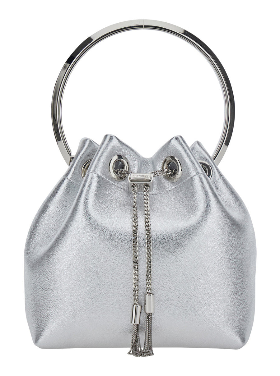Jimmy Choo Bon Top Handle Bag — Silver Lamb