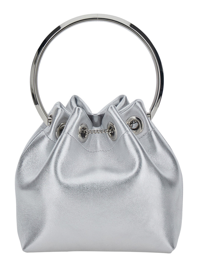 Jimmy Choo Bon Top Handle Bag — Silver Lamb