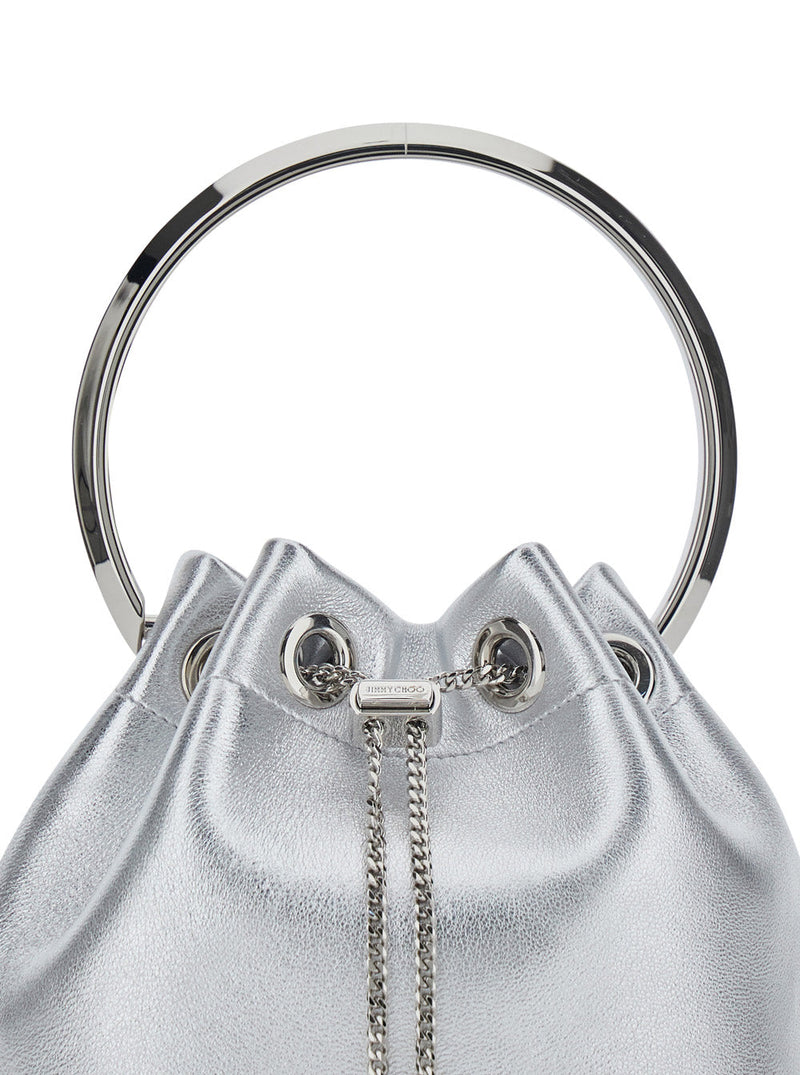 Jimmy Choo Bon Top Handle Bag — Silver Lamb