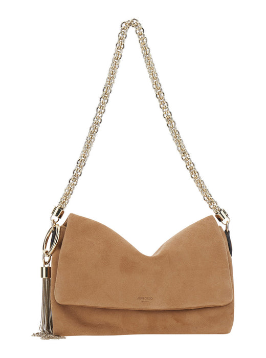 Jimmy Choo Callie Flap Shoulder Bag — Beige Goat Leather
