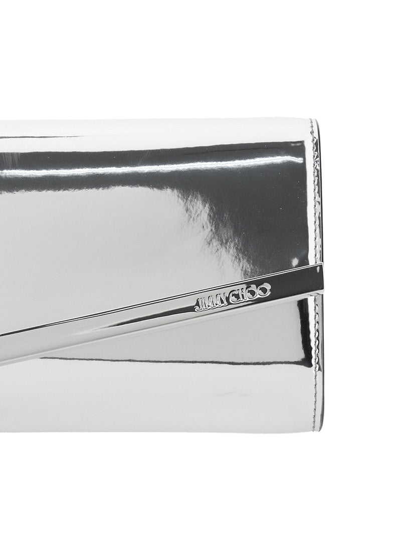Jimmy Choo Emmie Clutch — Silver Leather And Fabric Blend
