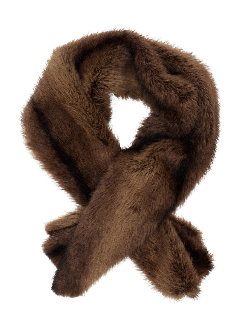 Leplain Eco-Fur Scarf — Brown Scarfs