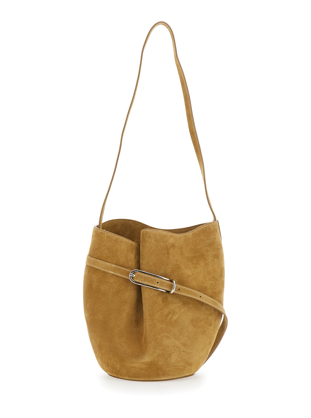 Liffner Suede With Buckle Detail Crossbody Bag — Brown Cow Leather