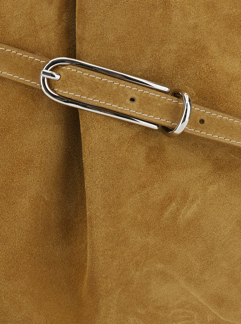 Liffner Suede With Buckle Detail Crossbody Bag — Brown Cow Leather