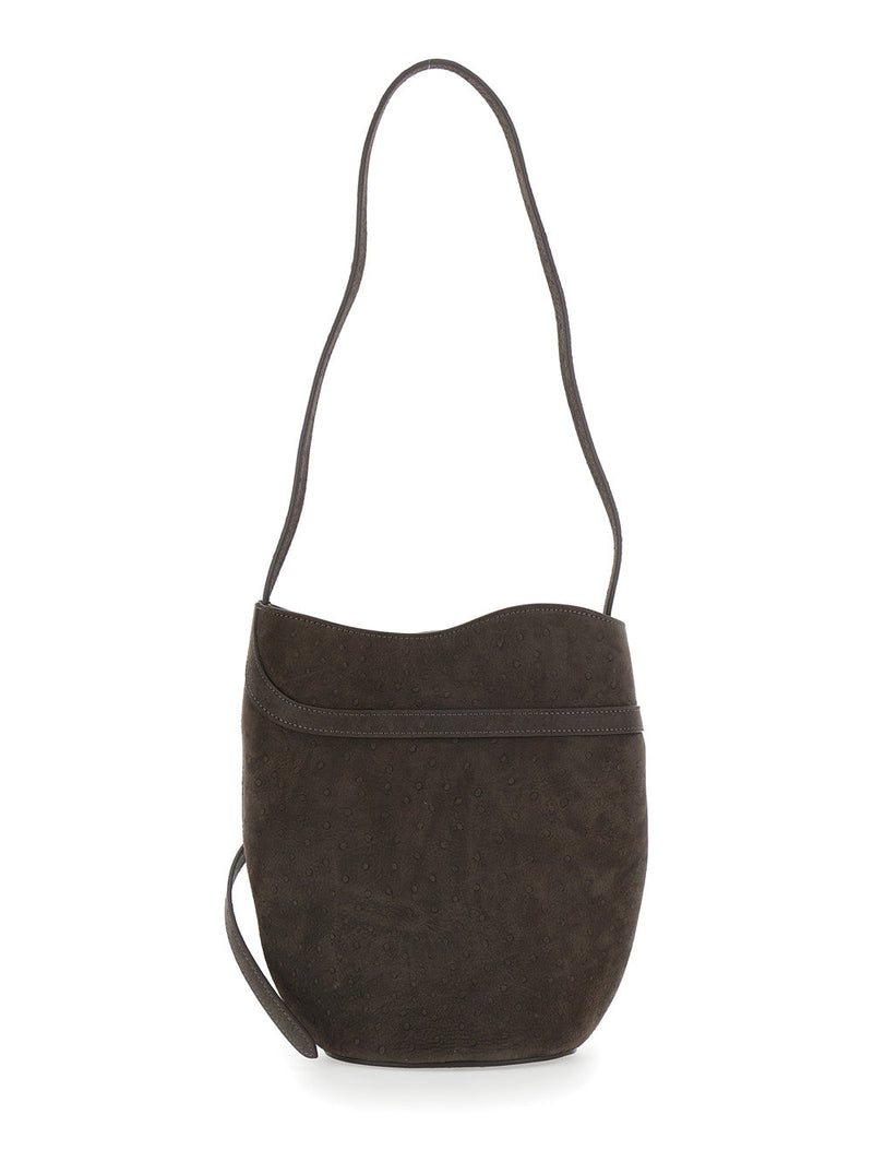Liffner Suede Calf Leather Crossbody Bag — Brown