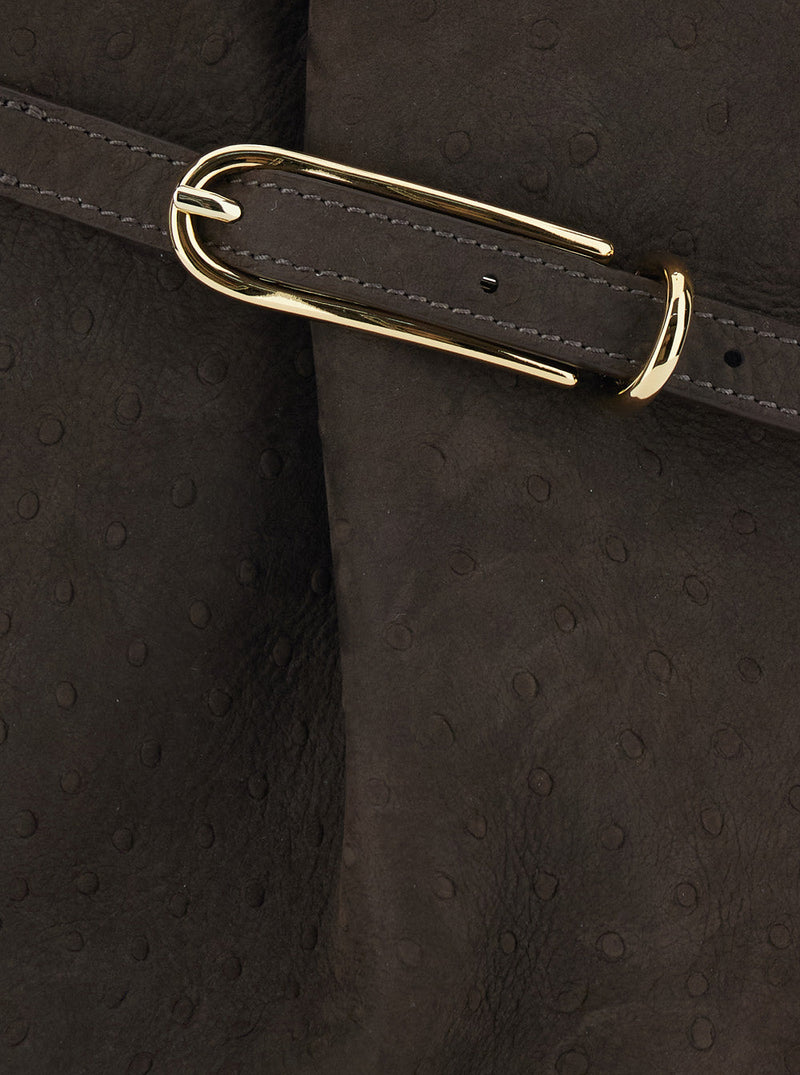 Liffner Suede Calf Leather Crossbody Bag — Brown