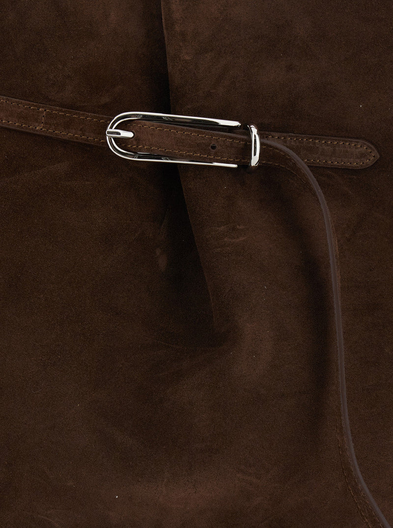 Liffner Suede Leather Shoulder Bag — Brown Cow