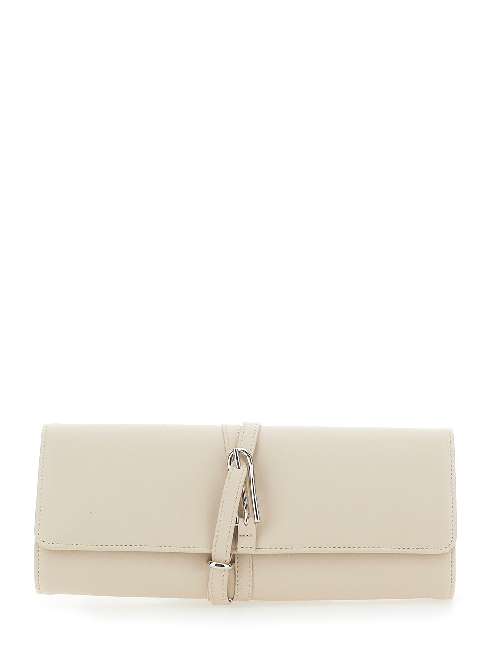 Liffner Calf Leather With Front Belt Clutch — White
