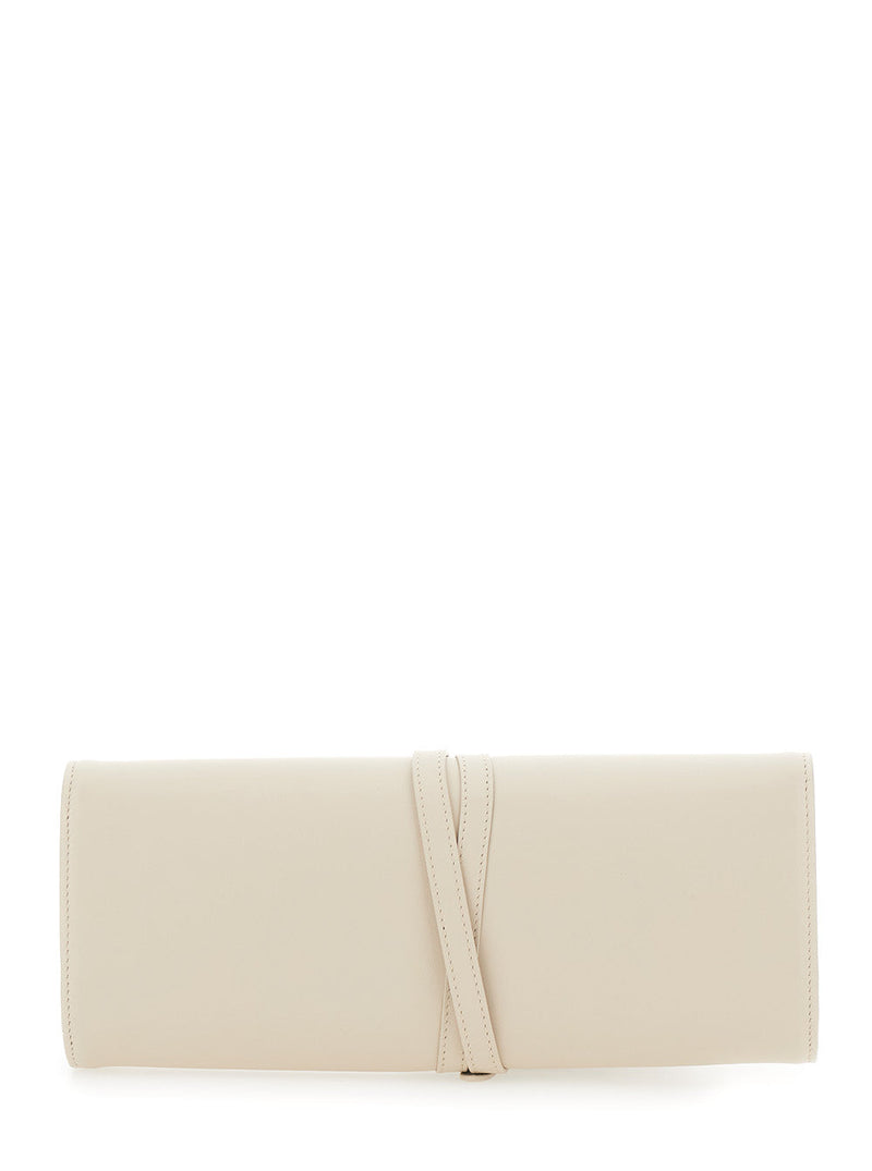 Liffner Calf Leather With Front Belt Clutch — White