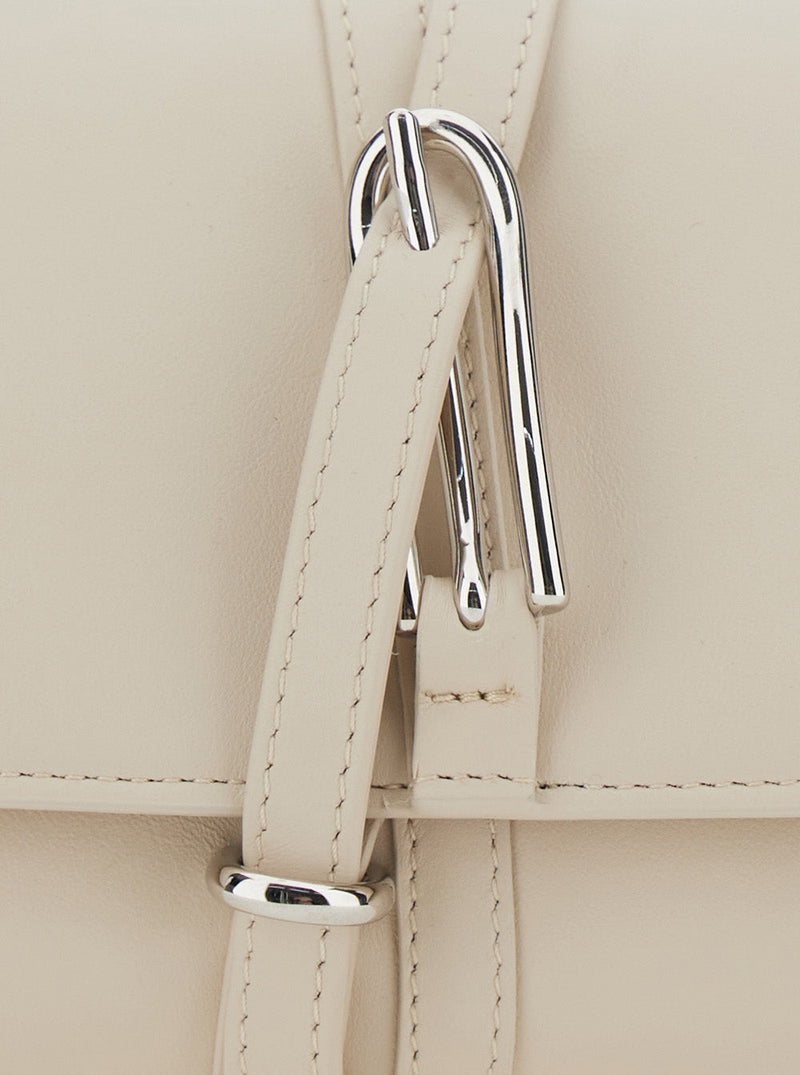 Liffner Calf Leather With Front Belt Clutch — White