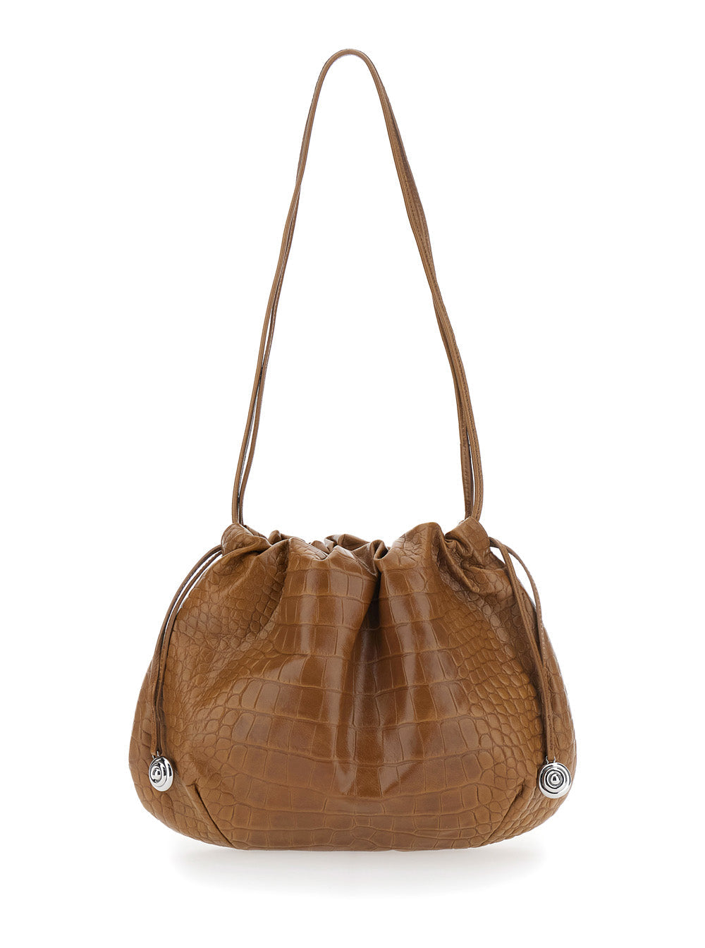Liffner Crocodile-Embossed Calf Leather Clutch — Brown