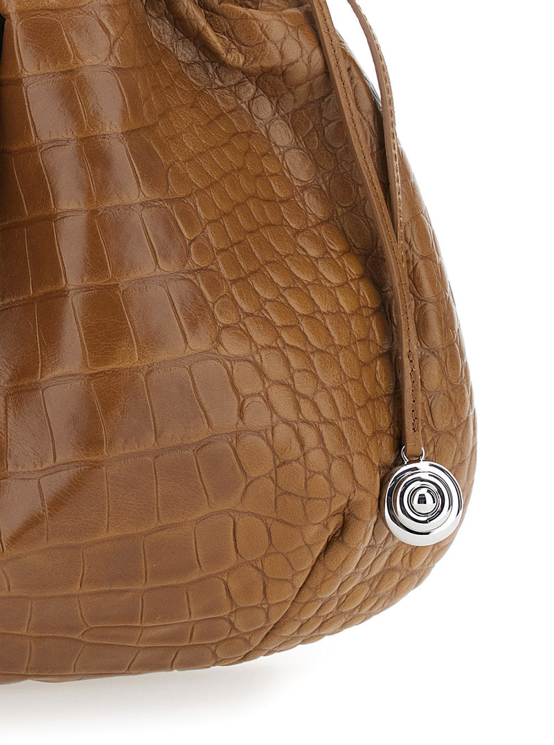 Liffner Crocodile-Embossed Calf Leather Clutch — Brown