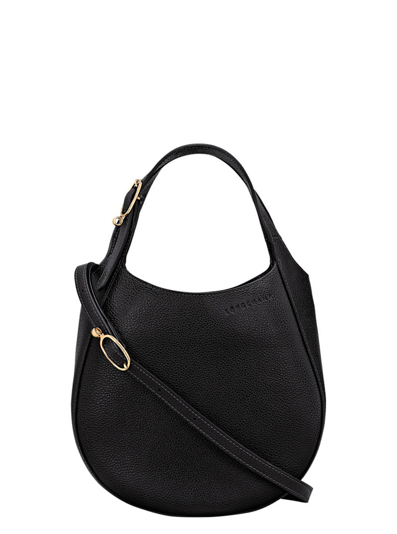Longchamp Le Foulonné Shoulder Bag — Black Calf Leather