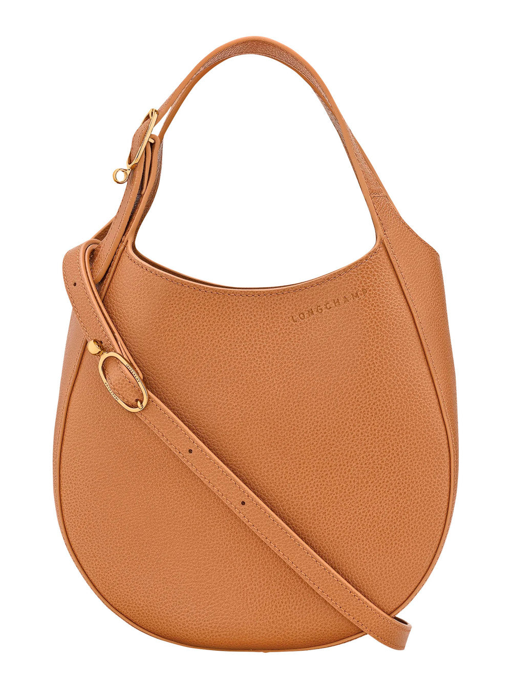 Longchamp Pebbled Leather Shoulder Bag — Brown