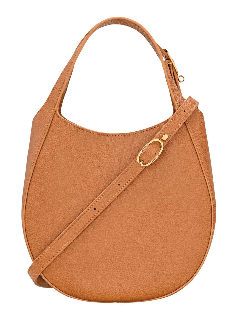 Longchamp Pebbled Leather Shoulder Bag — Brown