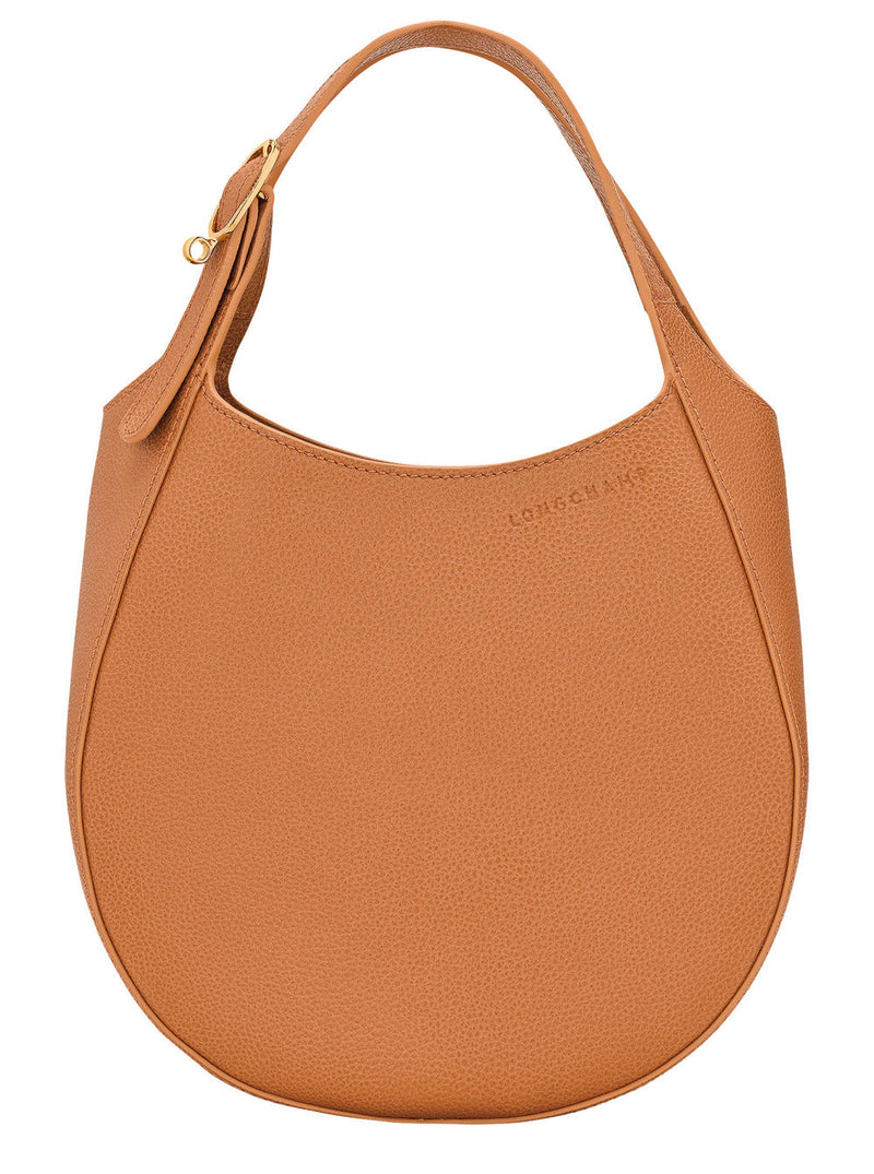 Longchamp Pebbled Leather Shoulder Bag — Brown