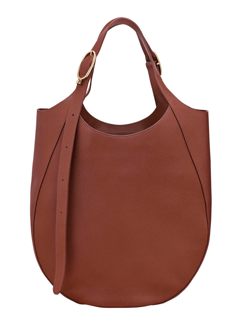 Longchamp Le Foulonné Shoulder Bag — Brown Calf Leather