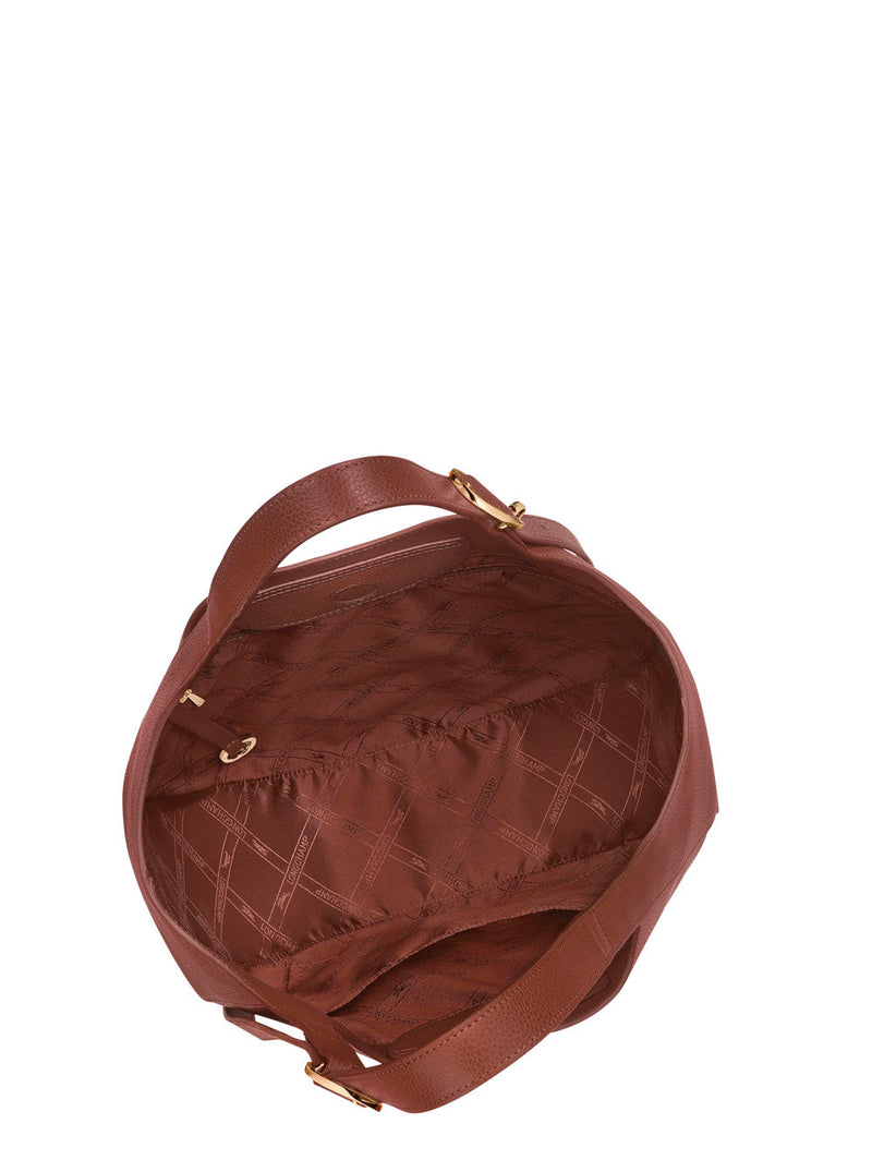 Longchamp Le Foulonné Shoulder Bag — Brown Calf Leather