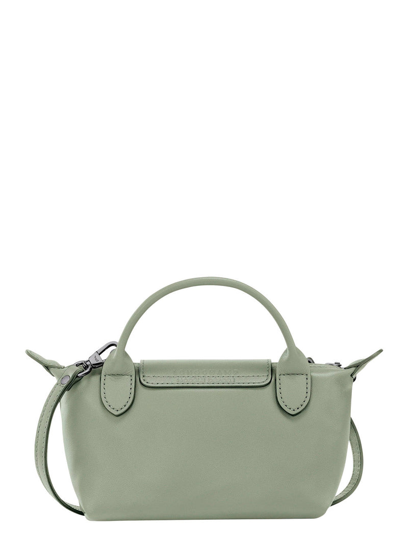 Longchamp Le Pliage Top Handle Bag — Gray Calf Leather
