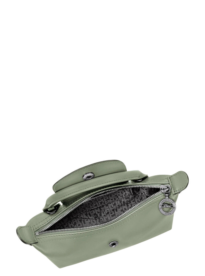 Longchamp Le Pliage Top Handle Bag — Gray Calf Leather