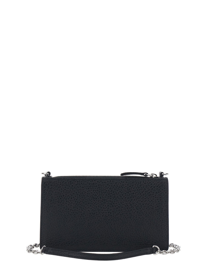 Maison Margiela Embroidered Logo Leather Clutch — Black