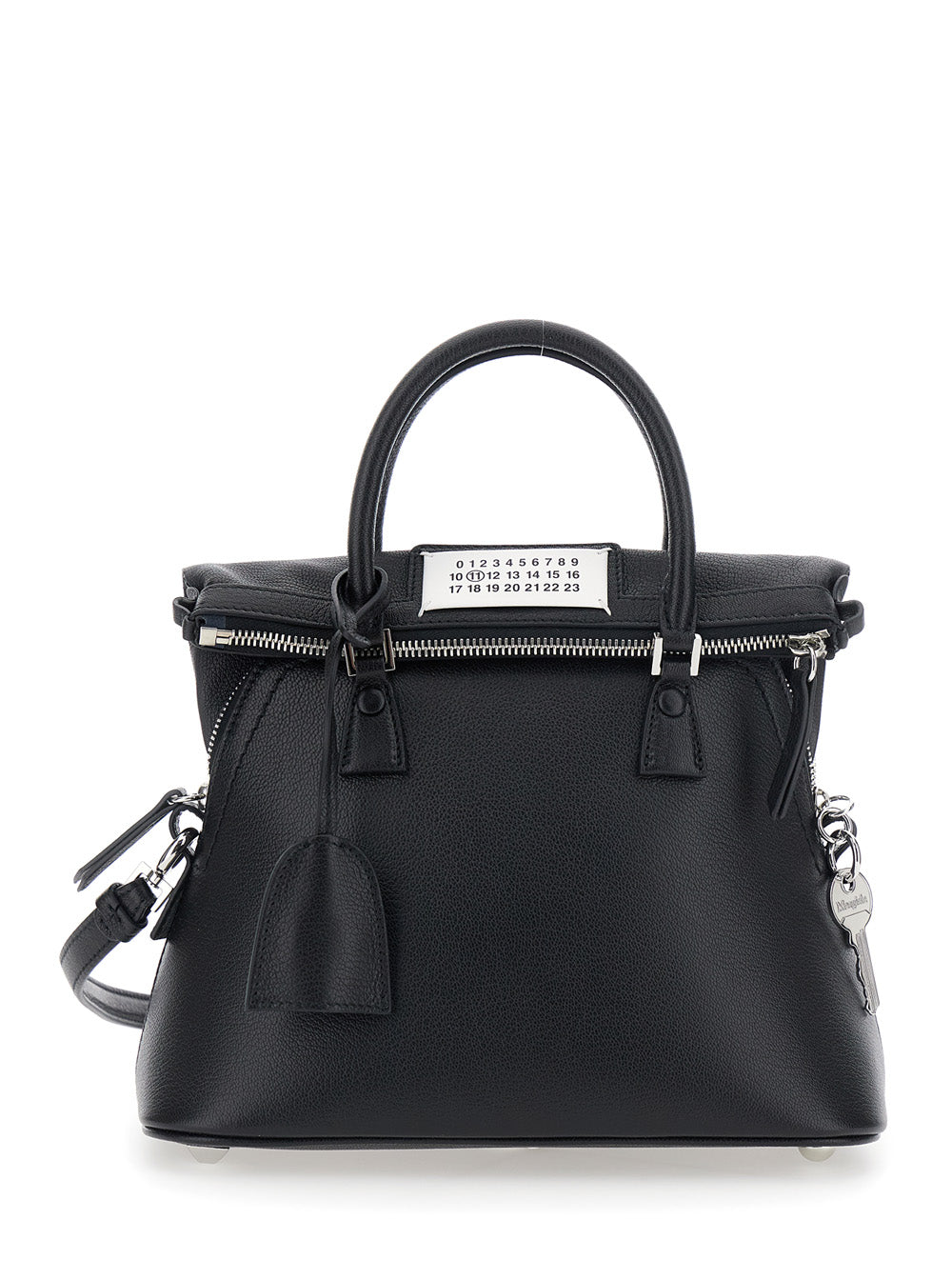 Maison Margiela Leather Structured Top Handle Bag — Black