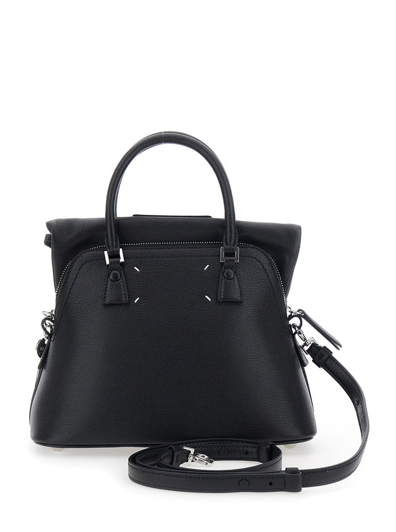 Maison Margiela Leather Structured Top Handle Bag — Black