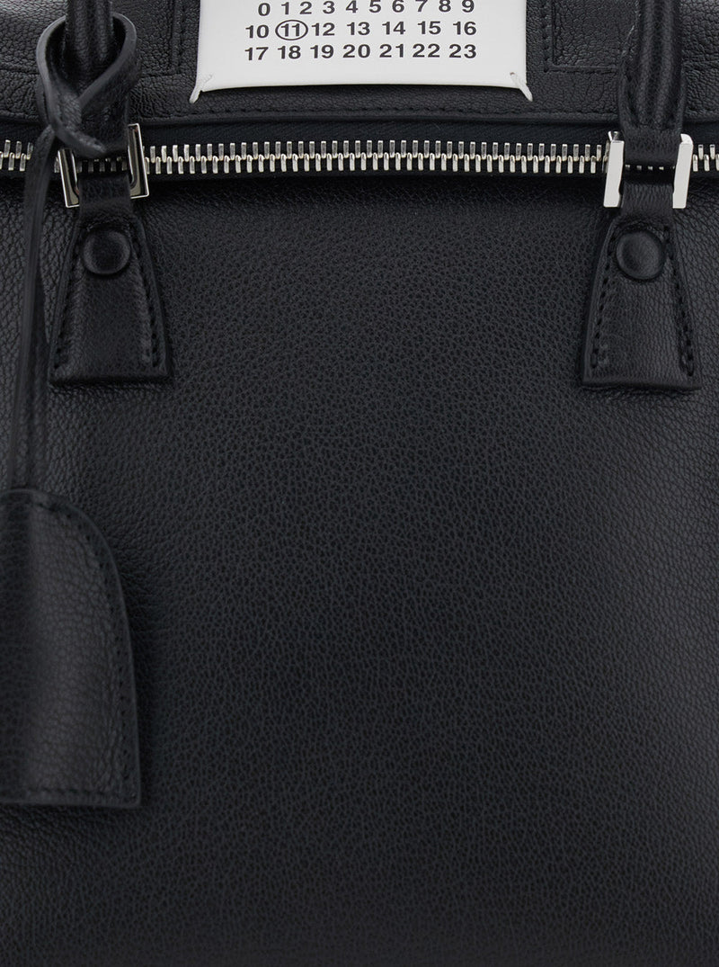 Maison Margiela Leather Structured Top Handle Bag — Black