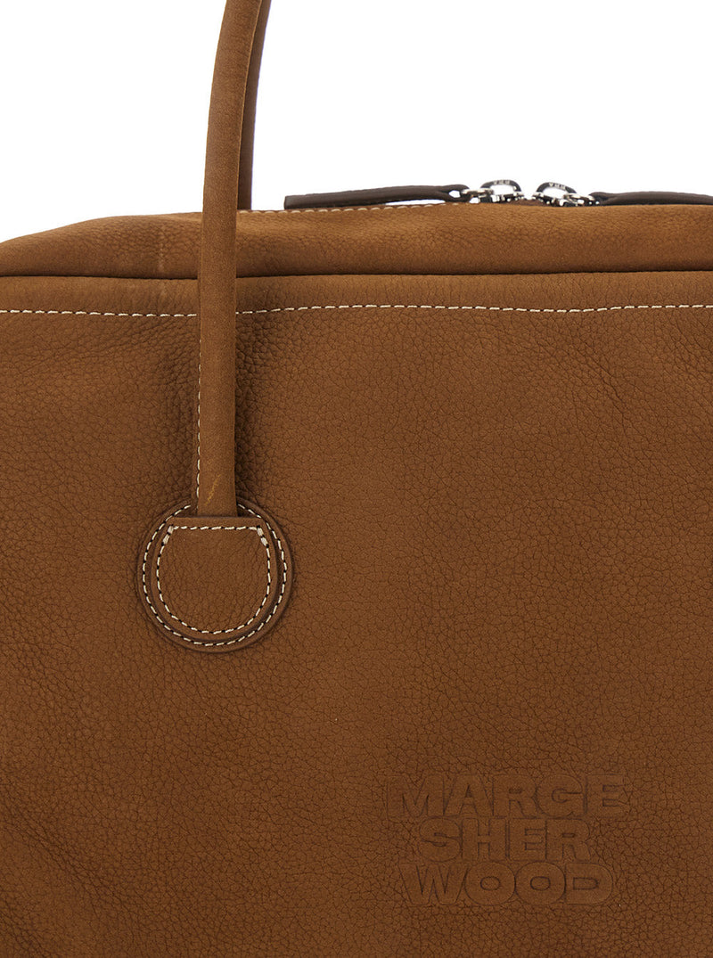 Margesherwood Soft Leather Boston Shoulder Bag — Brown Cow