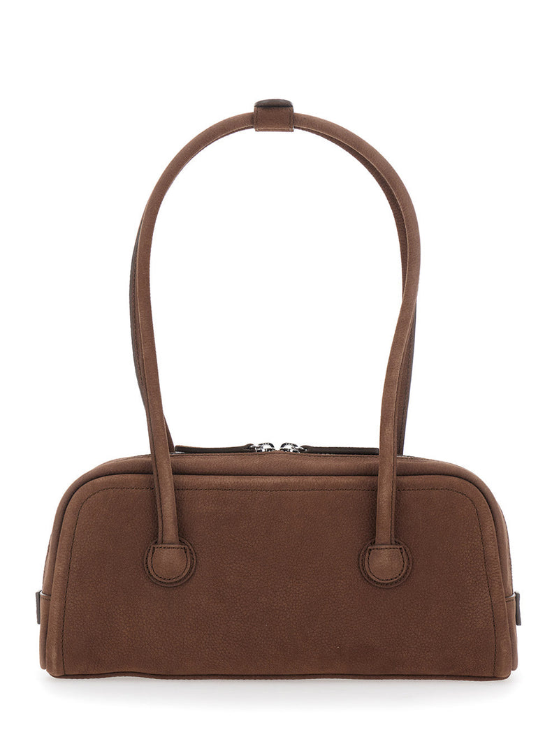 Margesherwood Magnetic Flap Closure Leather Shoulder Bag — Brown Cow