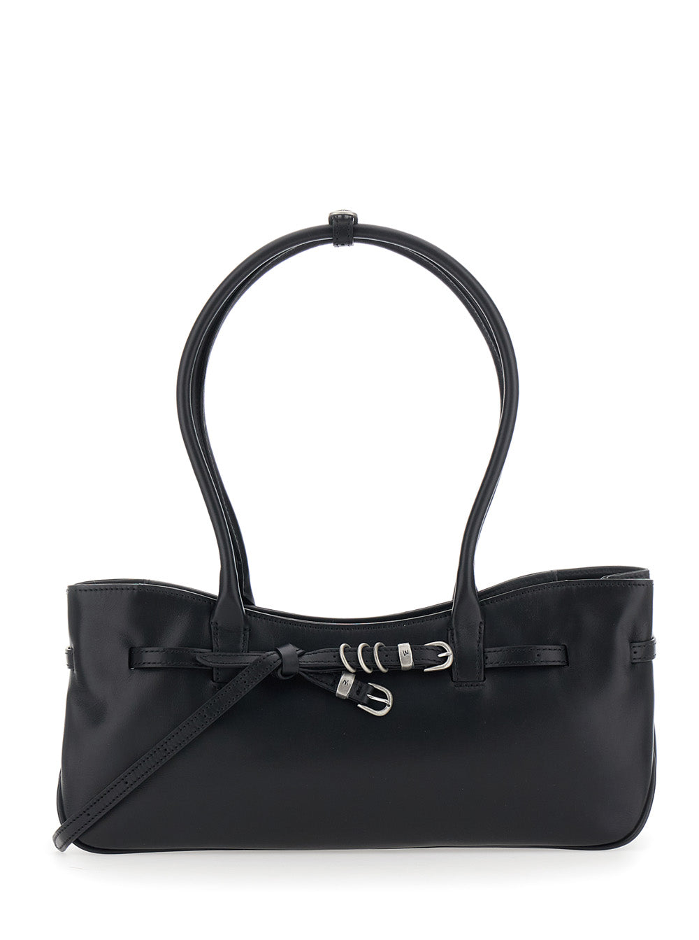 Margesherwood Leather With Knot Detail Shoulder Bag — Black Cow